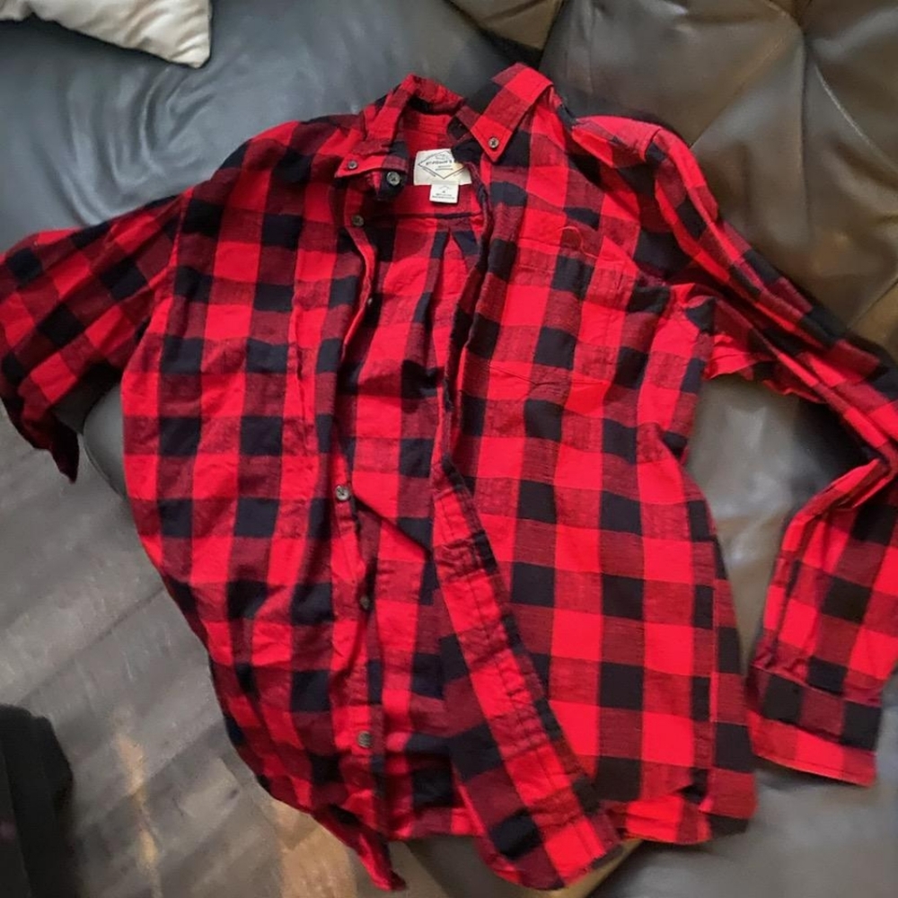 Black and red plaid shirt. St John's bay
